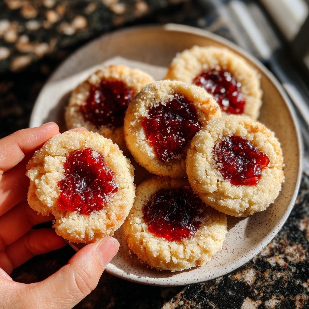 Strawberry Jam Thumbprint Cookies