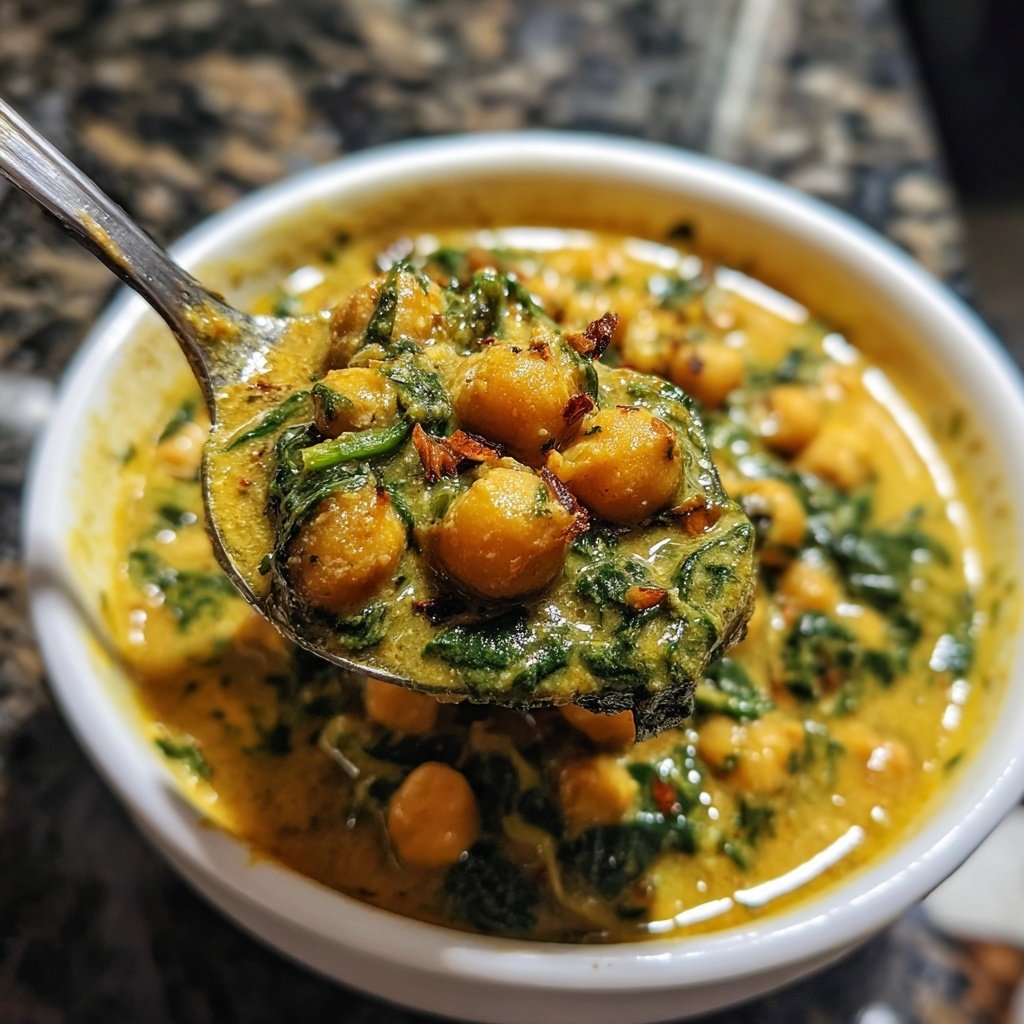 Healthy Dinner Chickpea Spinach Curry