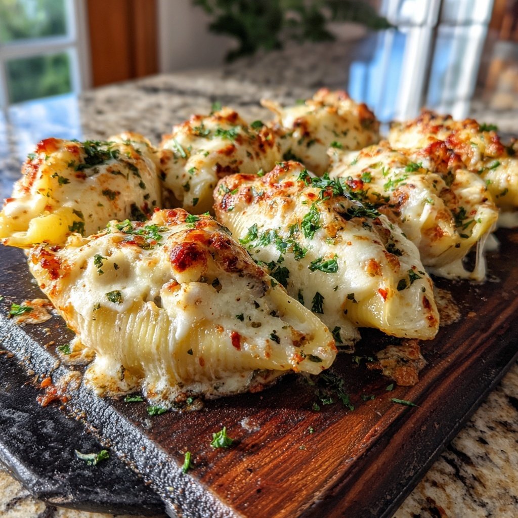 Shredded Chicken And Cheese Stuffed Shells